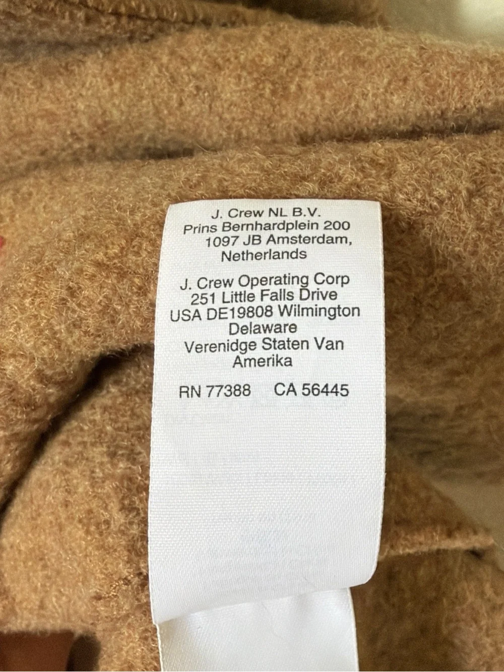 J. Crew Daphne Top Coat Camel Caramel Single-Button 100% Boiled Wool Pea Coat - Picture 9 of 9